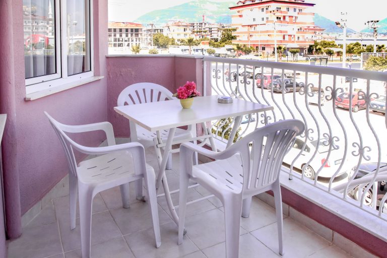 balcony with mountain view