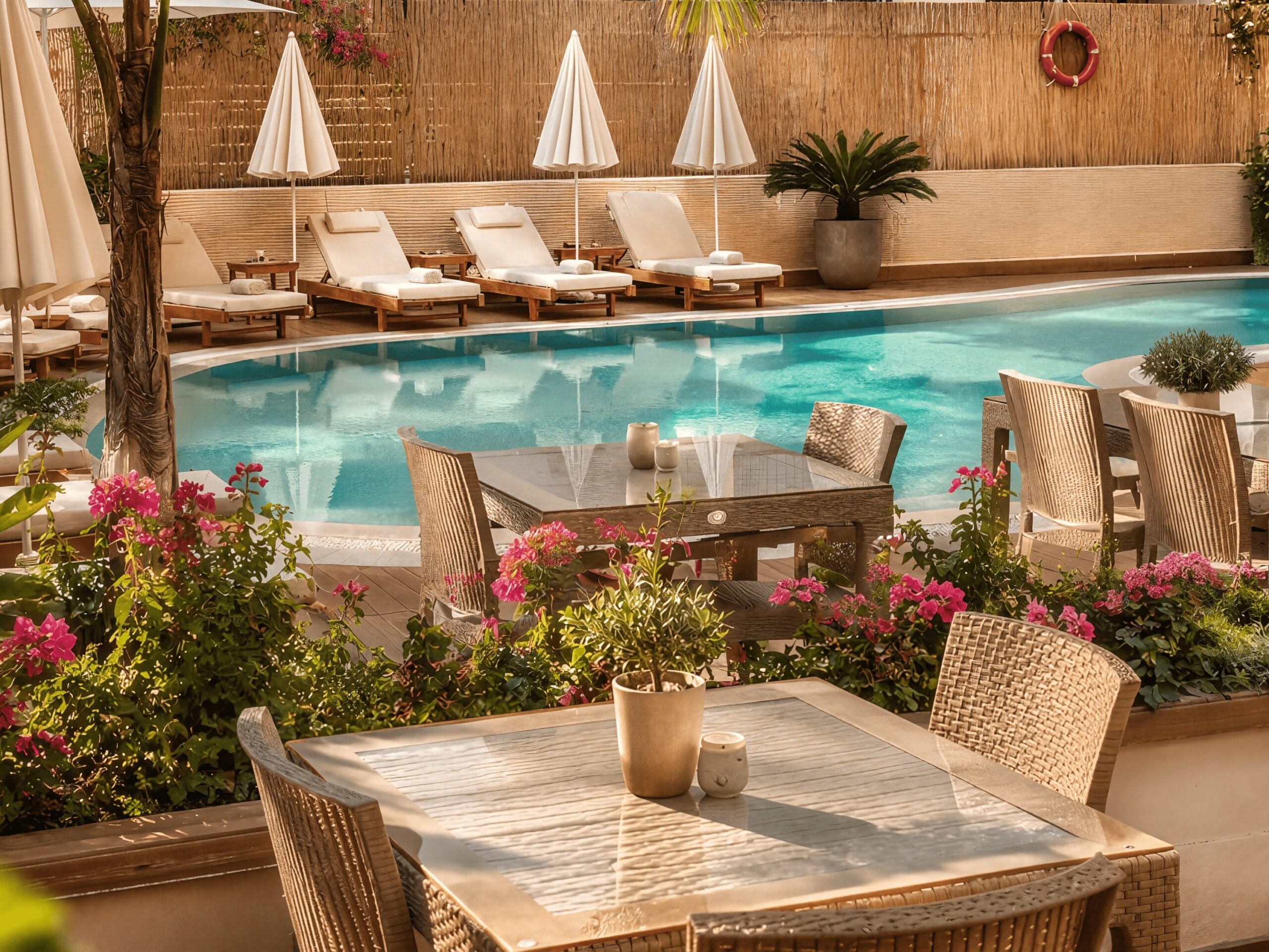 Bella Rose Apart Hotel Alanya havuz başı dinlenme alanı